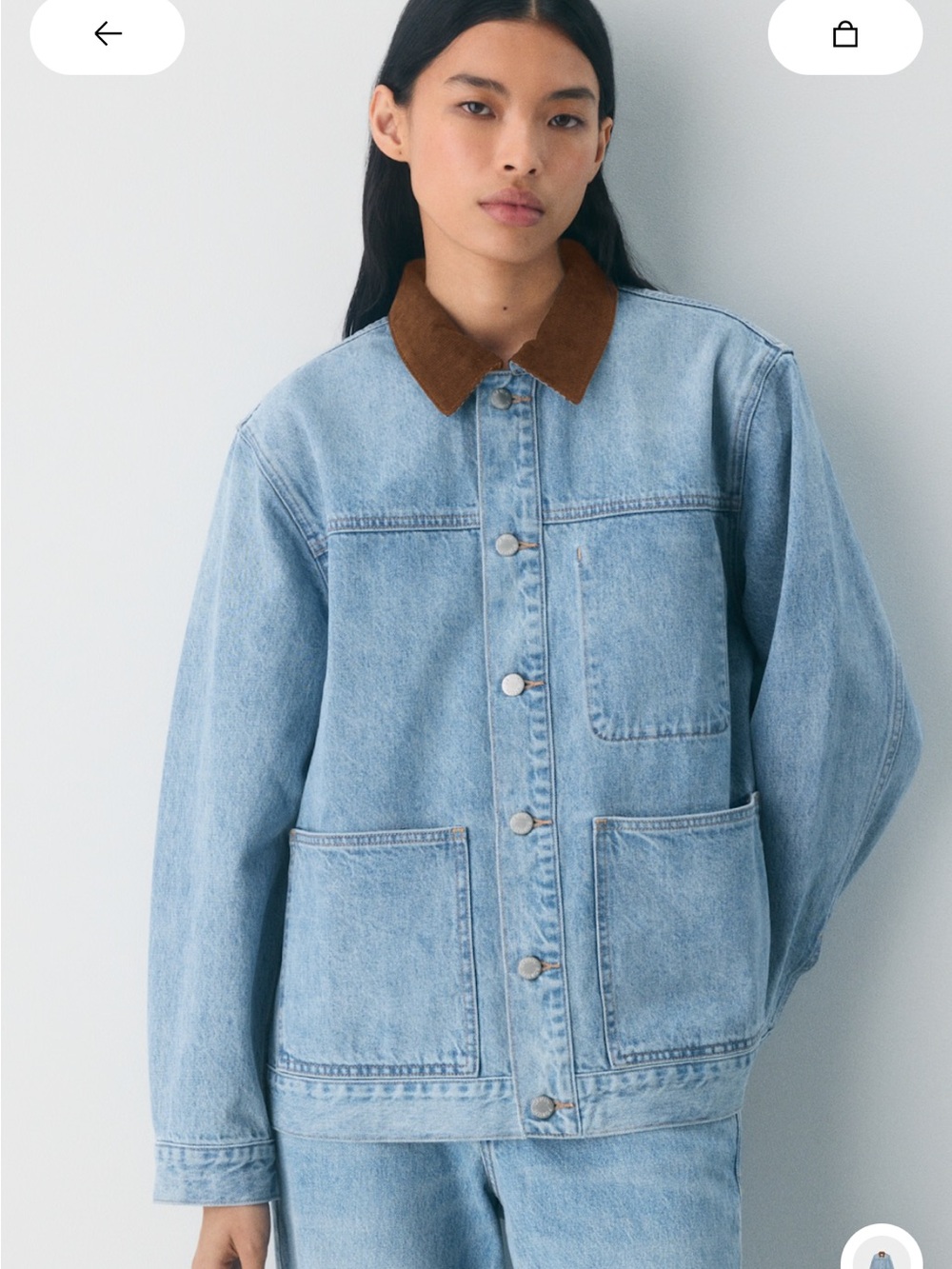 NWT Denim Forum Aritzia The Workwear Denim Shirt Jacket 7 Yrs Bleu Taboo XL